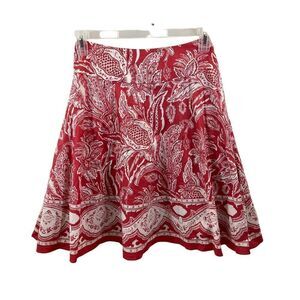 Brand New With Tags Talbots‎ Coral and White Print Midi Fare Skirt Size 2P